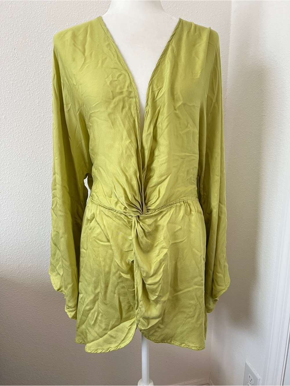 ASOS Twist Front Open Back Mini Dress | Lime Green | US 10